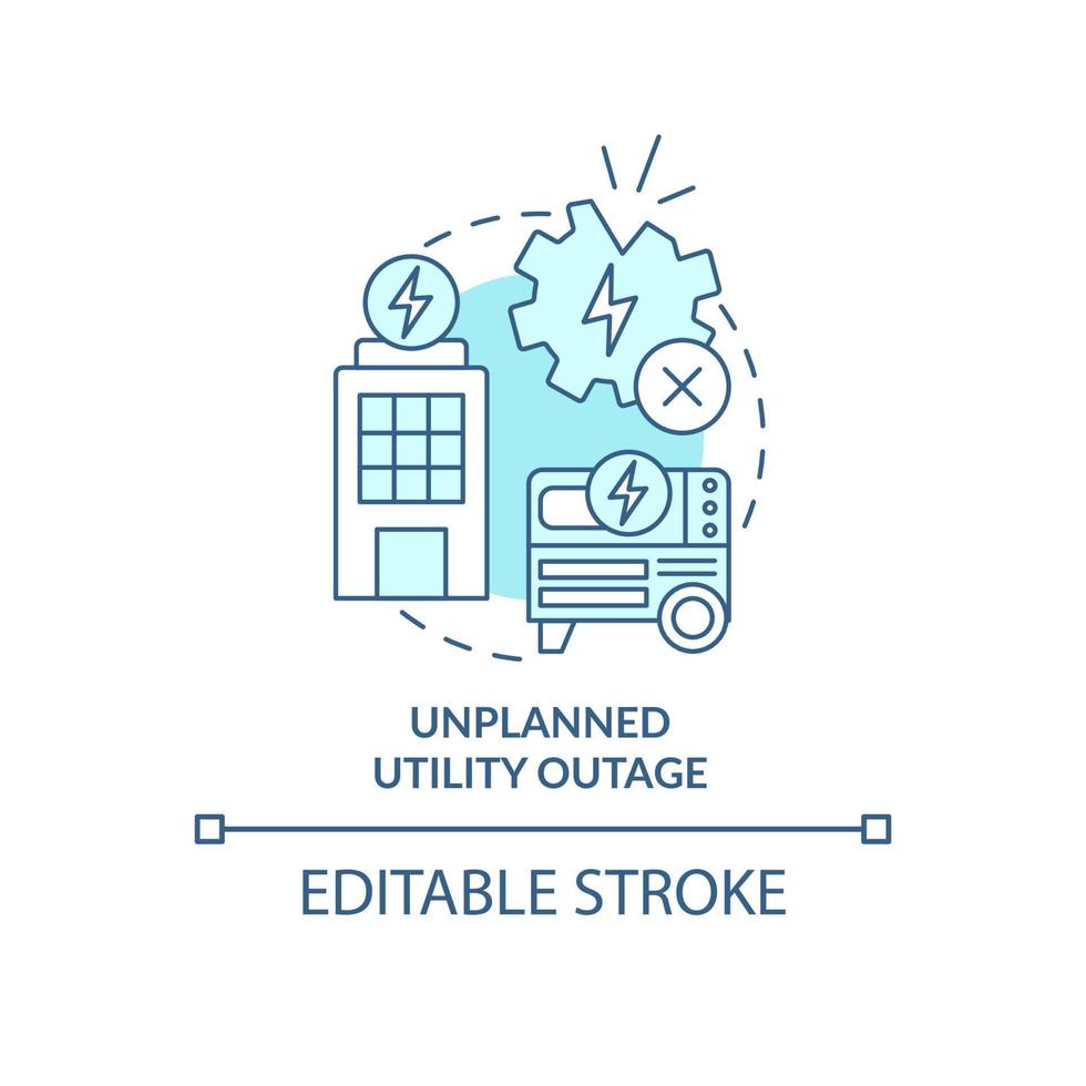 Unplanned utility outage turquoise concept icon. Energy management abstract idea thin line illustration. Power generation. Isolated outline drawing. Editable stroke. vector