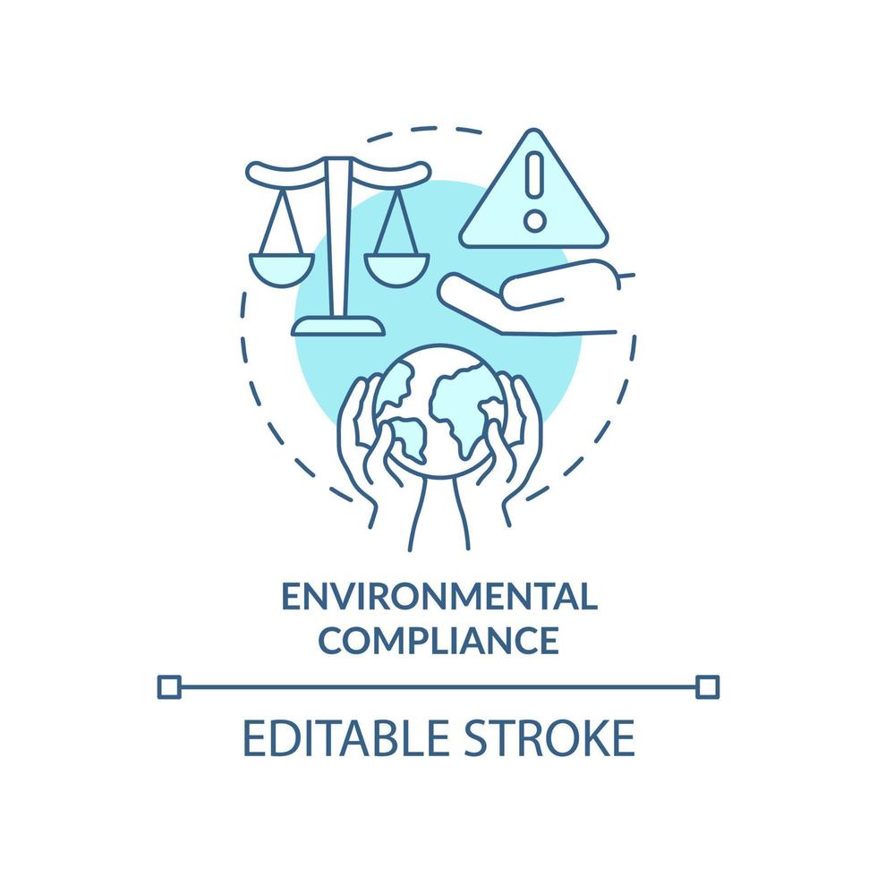 Environmental compliance turquoise concept icon. Manage strategic energy abstract idea thin line illustration. Isolated outline drawing. Editable stroke. vector