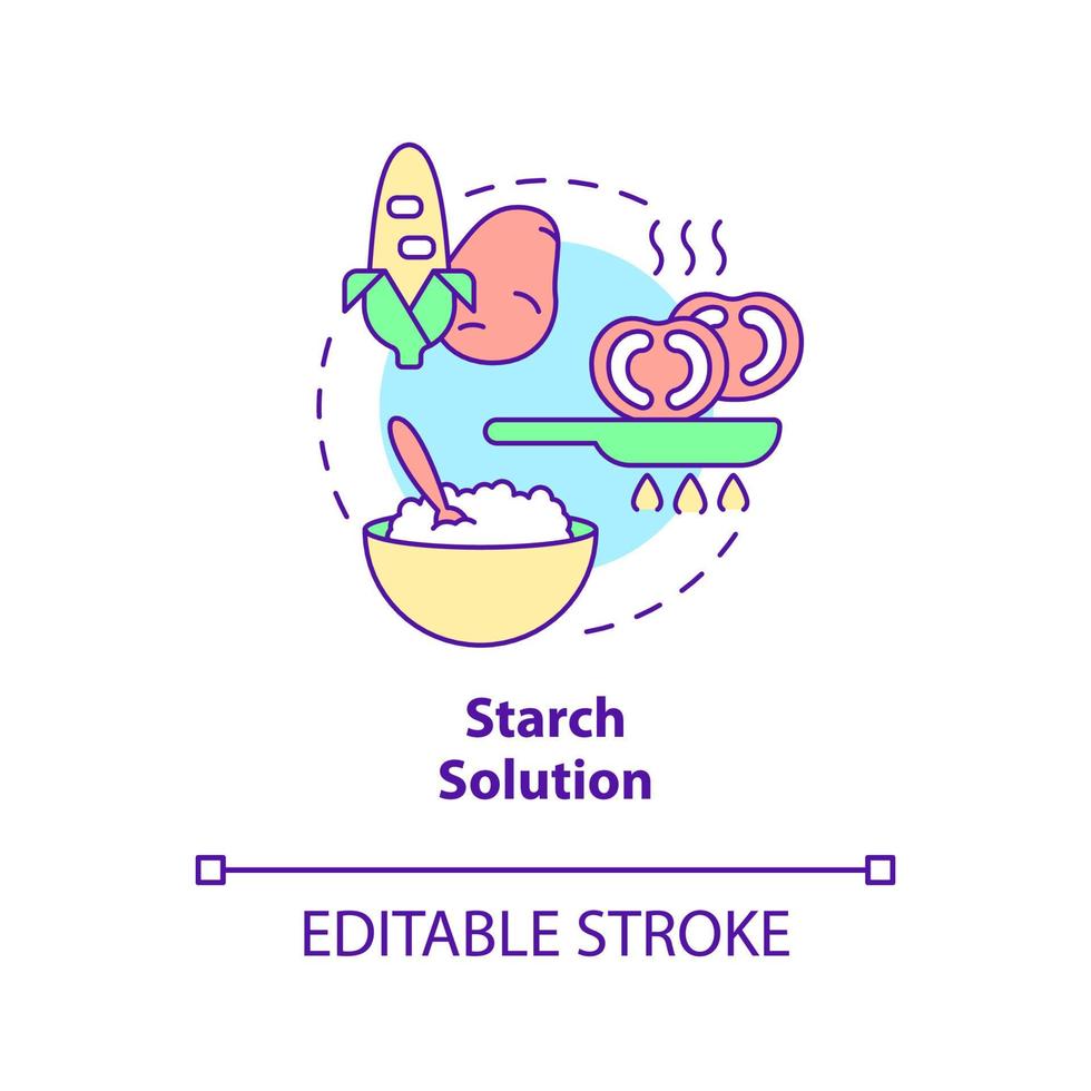 Starch solution concept icon. Cooked starches. Variety of vegan diet abstract idea thin line illustration. Isolated outline drawing. Editable stroke. vector