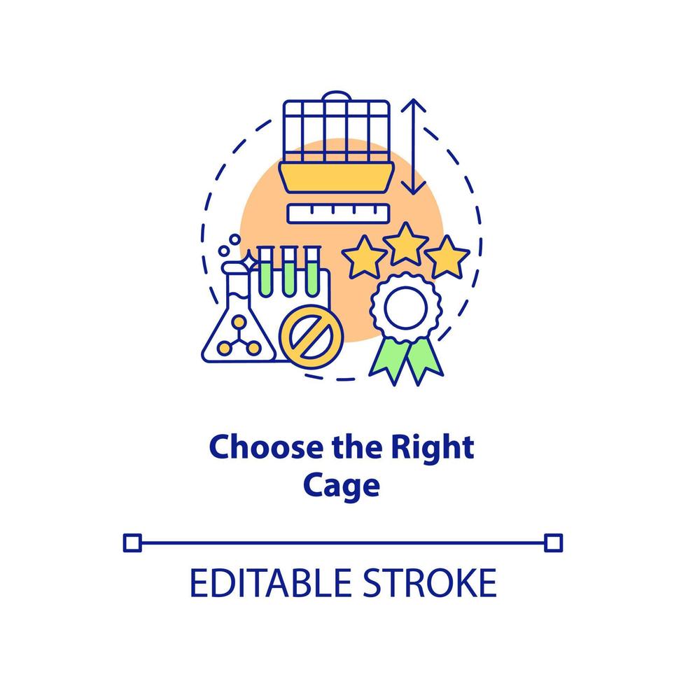 Choose right cage concept icon. Keeping small animals healthy abstract idea thin line illustration. Good space for climb. Isolated outline drawing. Editable stroke. vector