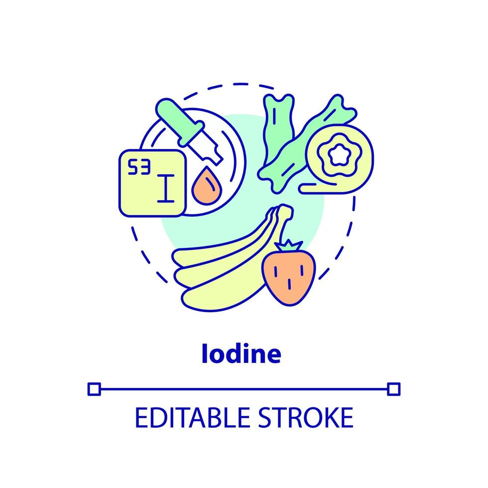 Iodine concept icon. Sea salt and seaweed. Vegan lifestyle. Source of