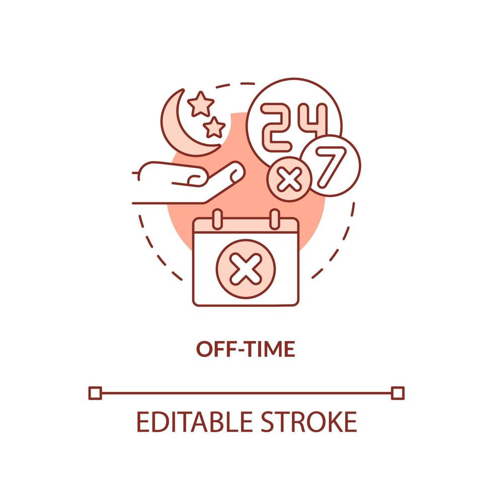 Off-time terracotta concept icon. Barrier to accessing primary care abstract idea thin line illustration. Burnout risk. Isolated outline drawing. Editable stroke. vector