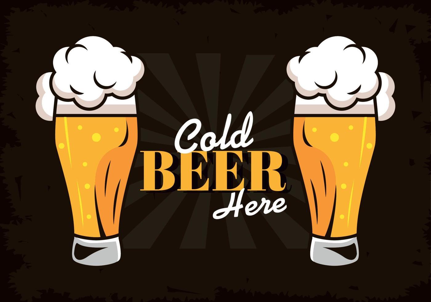 two beers glasses vector