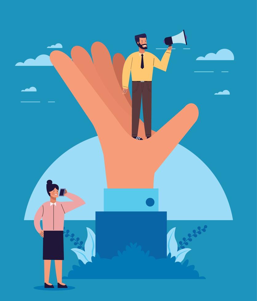 business couple in hand vector
