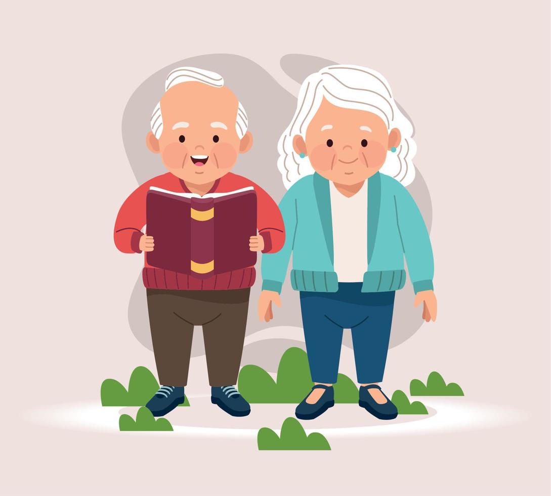 old couple standing continuing education vector