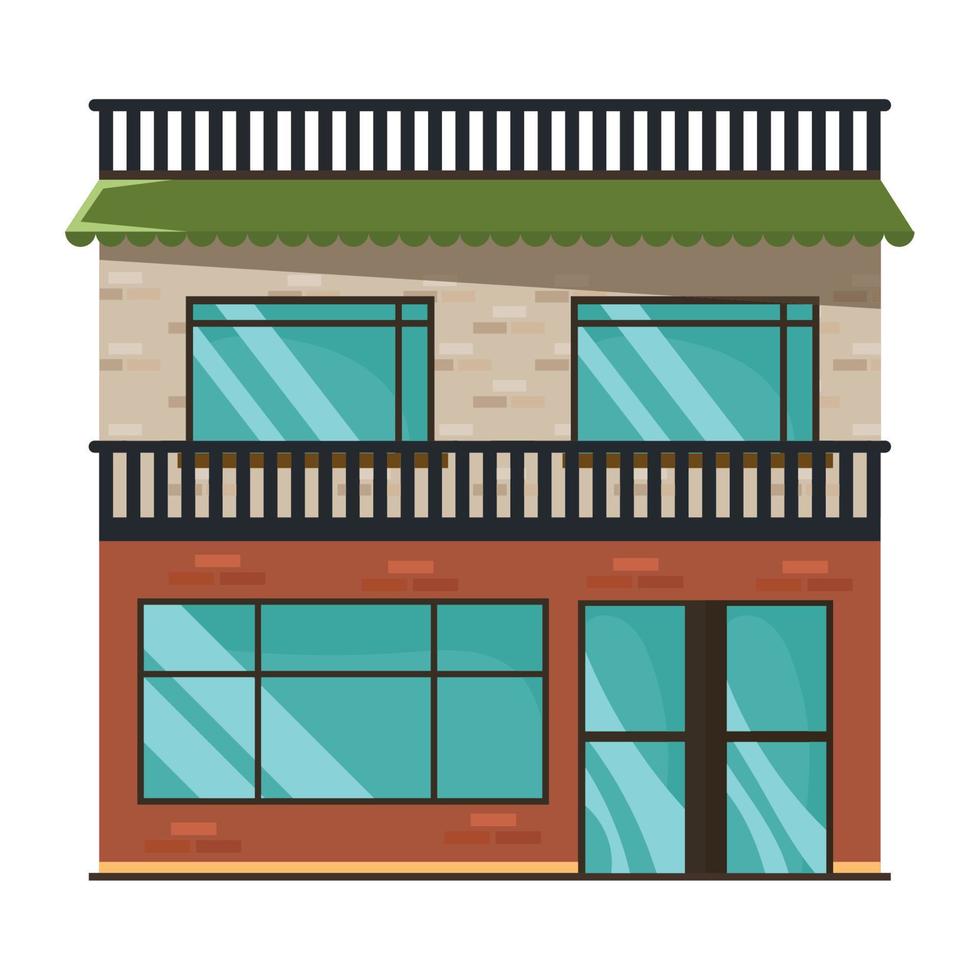 store building with terrace vector