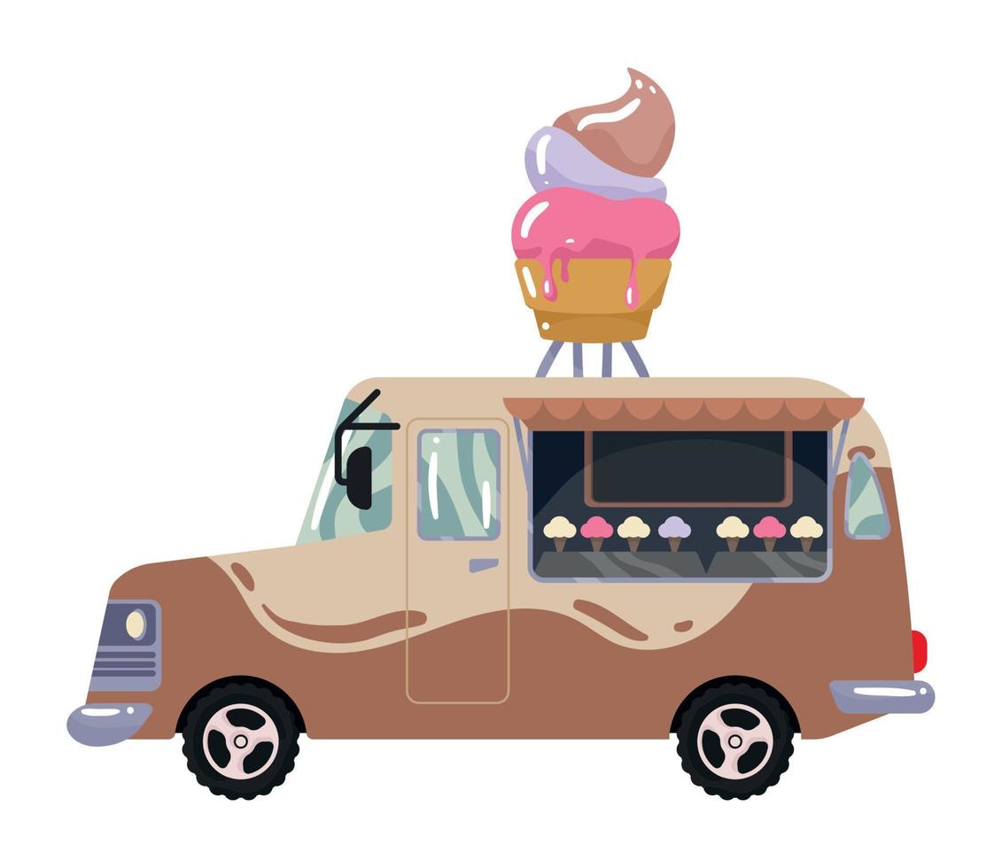 food truck ice cream vector