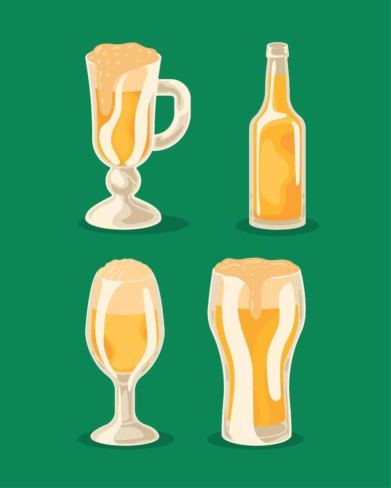 four beers products icons vector