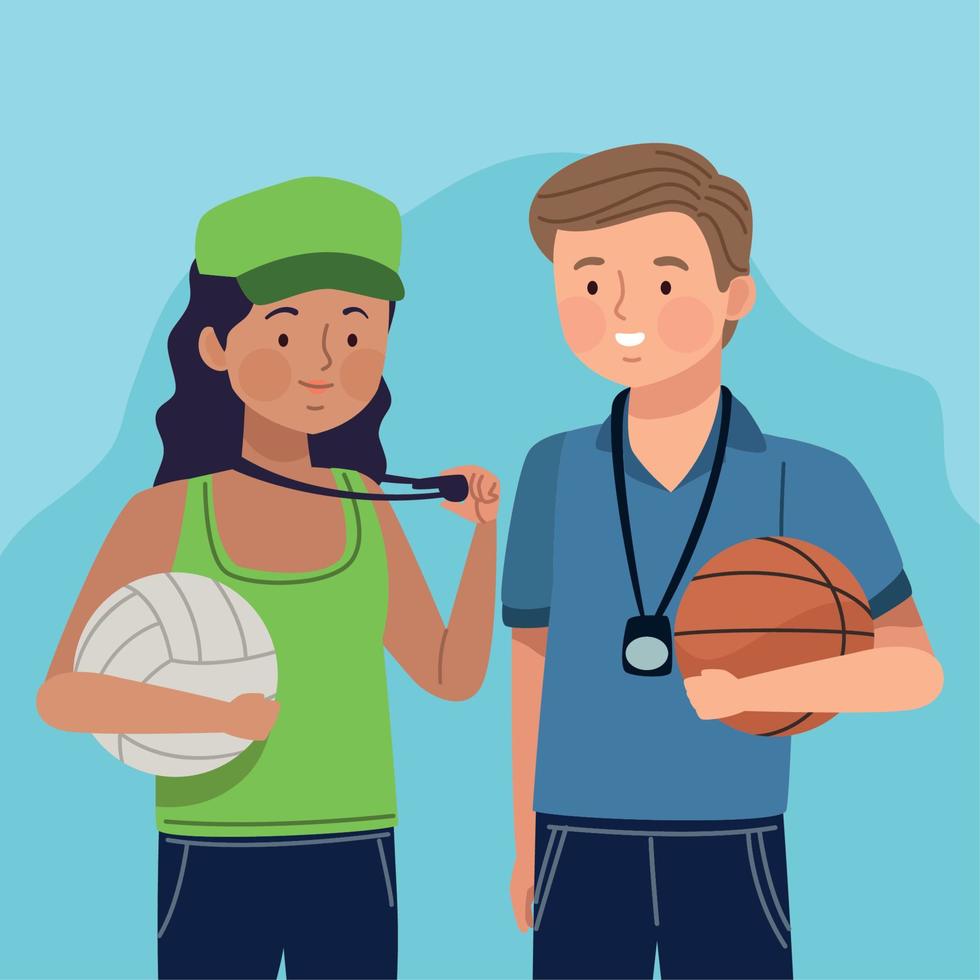 basketball and volleyball coaches vector