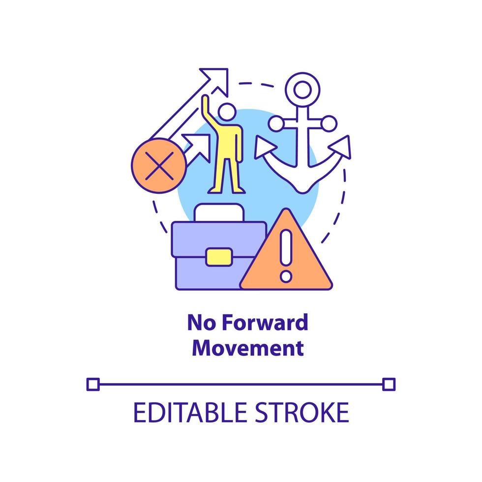 No forward movement concept icon. Stagnation. Sign of toxic workplace abstract idea thin line illustration. Isolated outline drawing. Editable stroke. vector