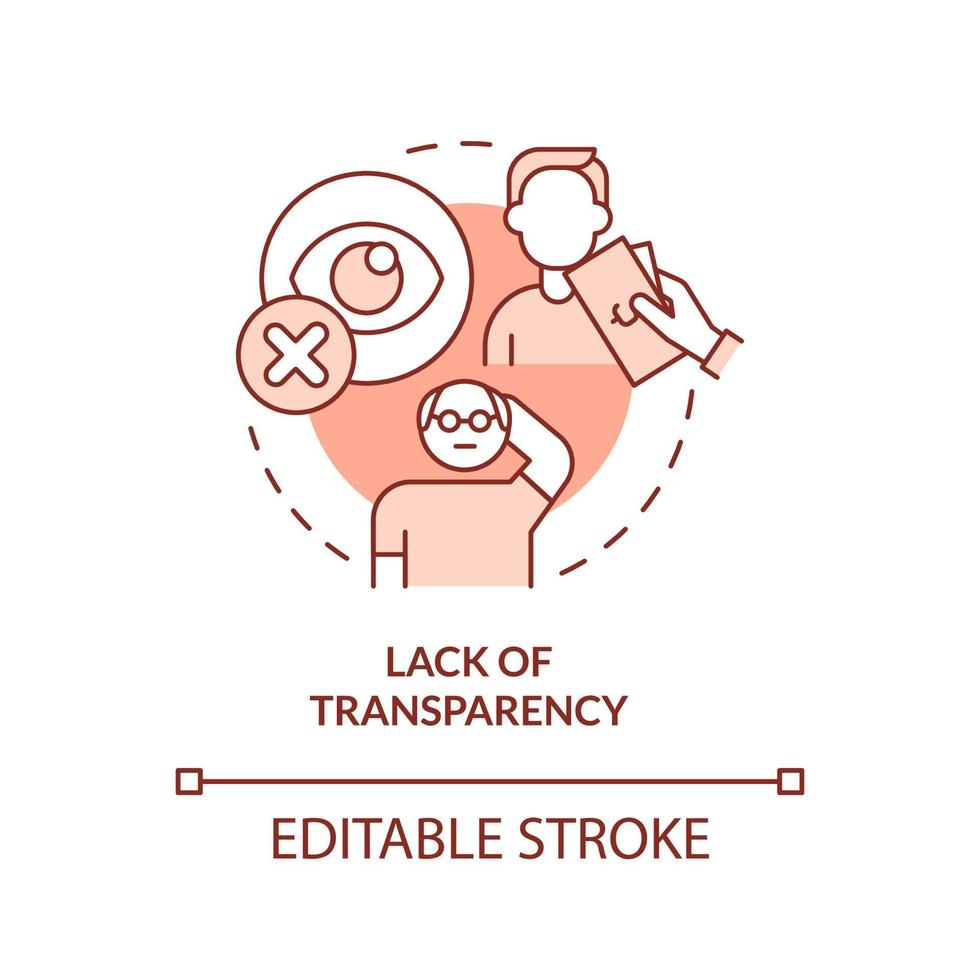 Lack of transparency terracotta concept icon. Biggest problem facing healthcare abstract idea thin line illustration. Isolated outline drawing. Editable stroke. vector