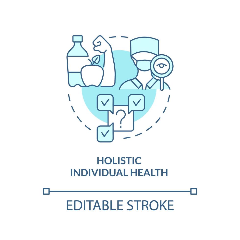 Holistic individual health turquoise concept icon. Medical management issue abstract idea thin line illustration. Isolated outline drawing. Editable stroke. vector