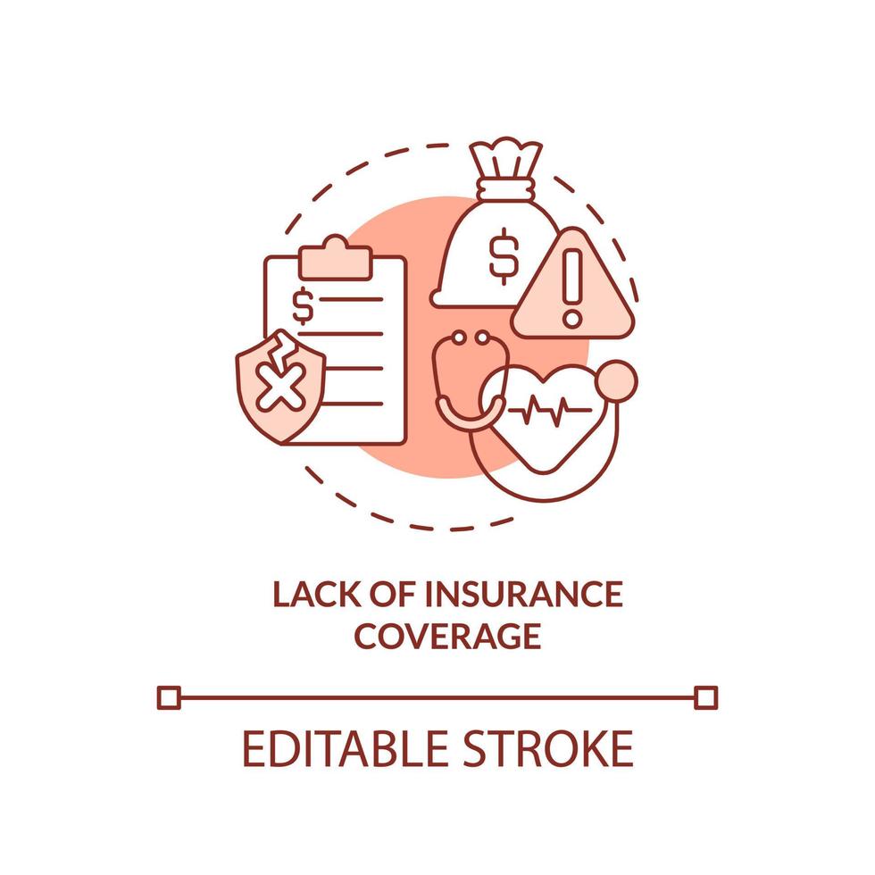 Lack of insurance coverage terracotta concept icon. Biggest problem facing healthcare abstract idea thin line illustration. Isolated outline drawing. Editable stroke. vector