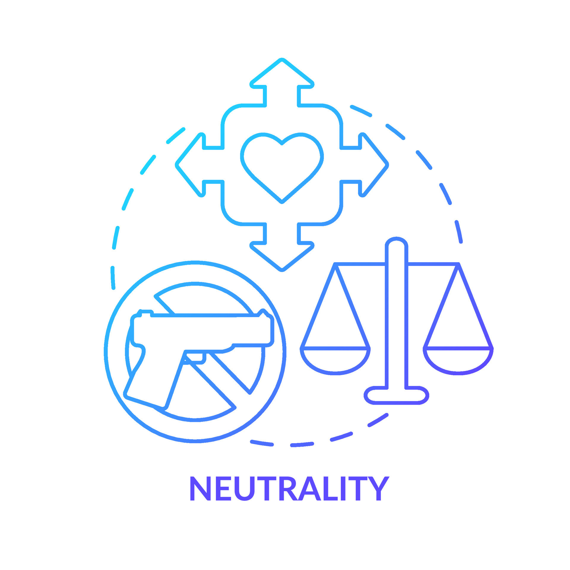 Neutrality blue gradient concept icon. Foreign aid regulation abstract