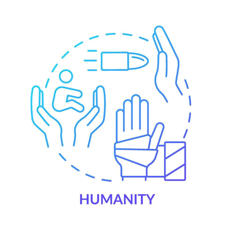 Humanity blue gradient concept icon. International aid principle abstract idea thin line illustration. Empathy and love toward people. Isolated outline drawing. vector