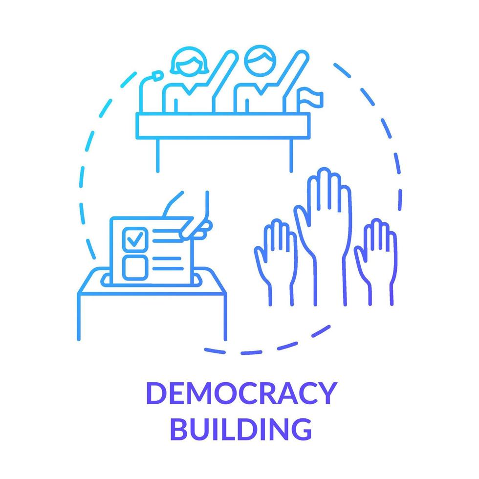 Democracy building blue gradient concept icon. Armed conflicts prevention method abstract idea thin line illustration. Political freedom. Isolated outline drawing. vector