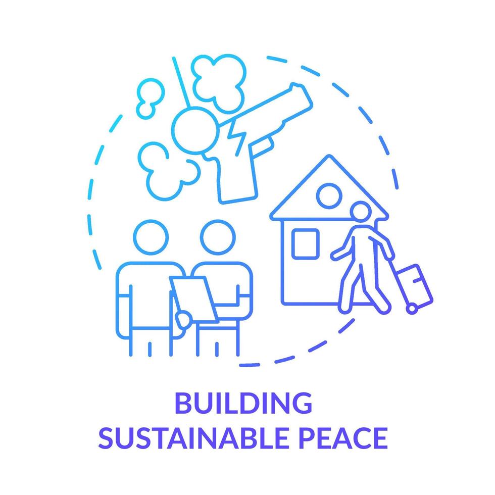 Building sustainable peace blue gradient concept icon. Post conflict recovery abstract idea thin line illustration. Violence prevention. Isolated outline drawing. vector