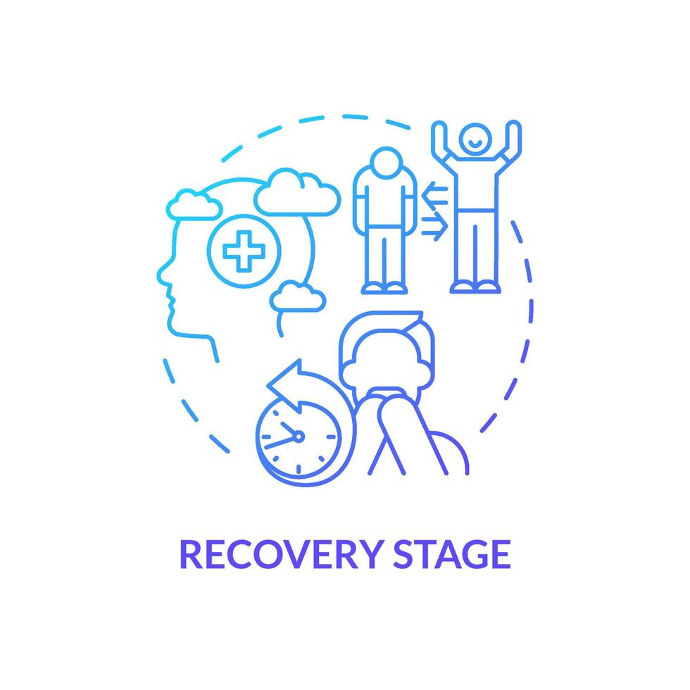 Recovery stage blue gradient concept icon. Traumatic experience overcoming. PTSD treatment abstract idea thin line illustration. Isolated outline drawing. vector