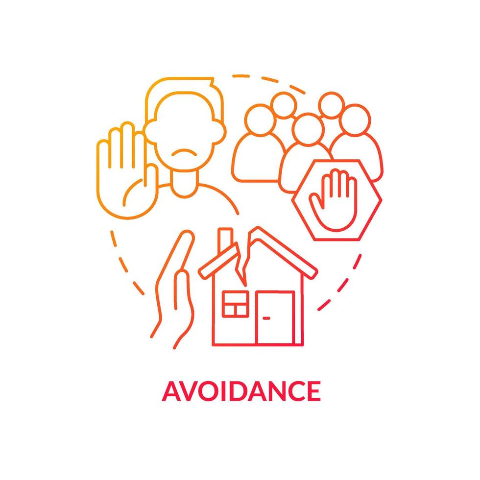 Avoidance red gradient concept icon. Keep away from trauma related causes. Criteria for PTSD abstract idea thin line illustration. Isolated outline drawing. vector