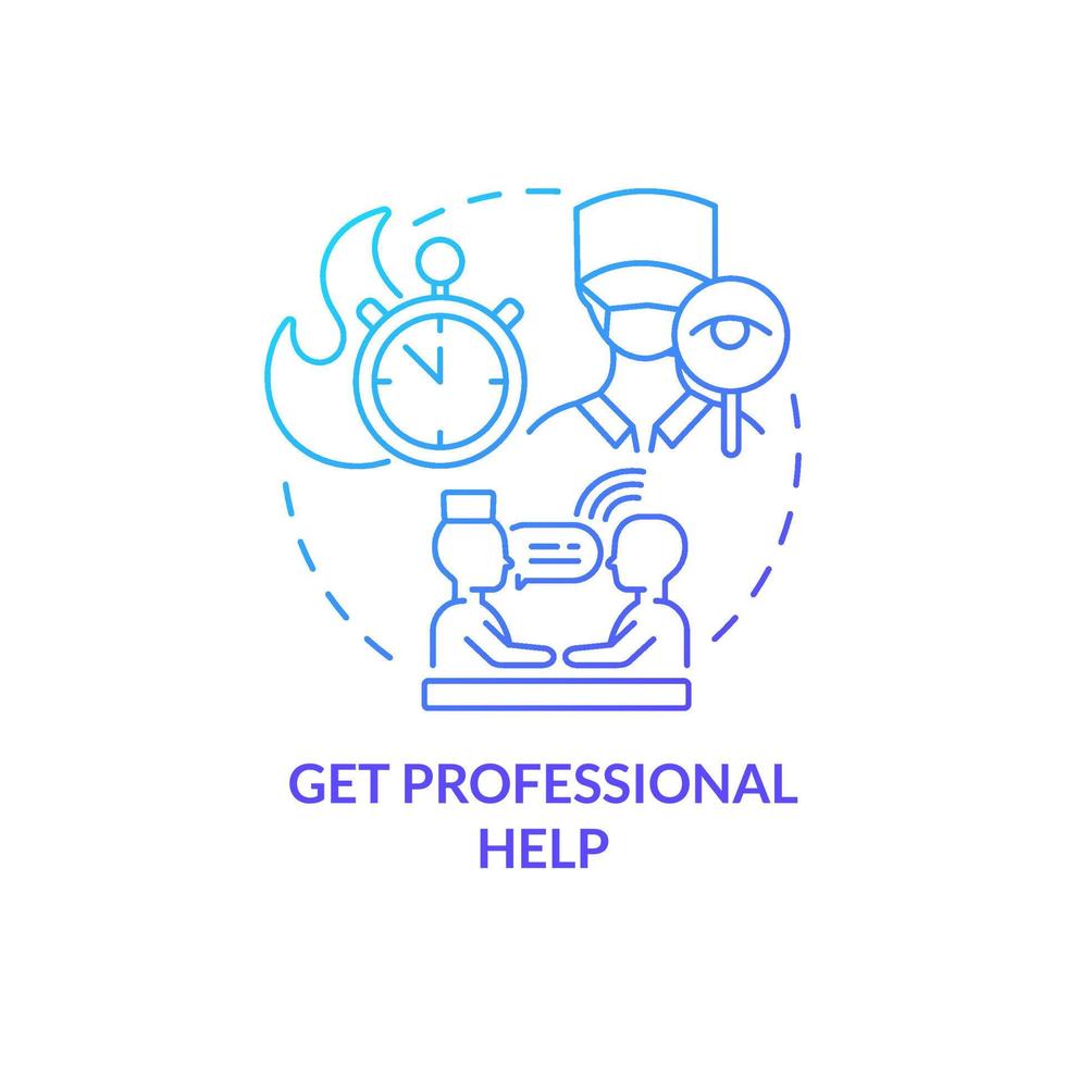 Get professional help blue gradient concept icon. Medical service for patients. Self help with PTSD abstract idea thin line illustration. Isolated outline drawing. vector