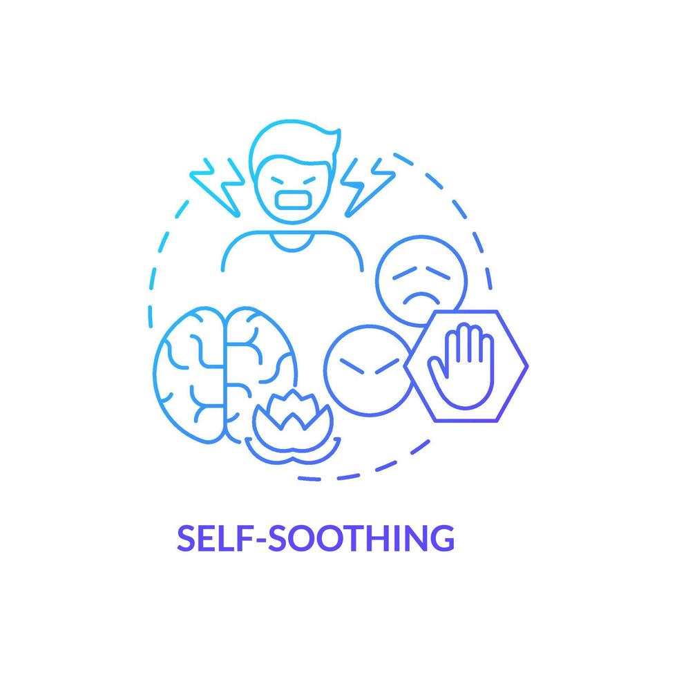 Self soothing blue gradient concept icon. Changing mood and condition. PTSD coping strategy abstract idea thin line illustration. Isolated outline drawing. vector