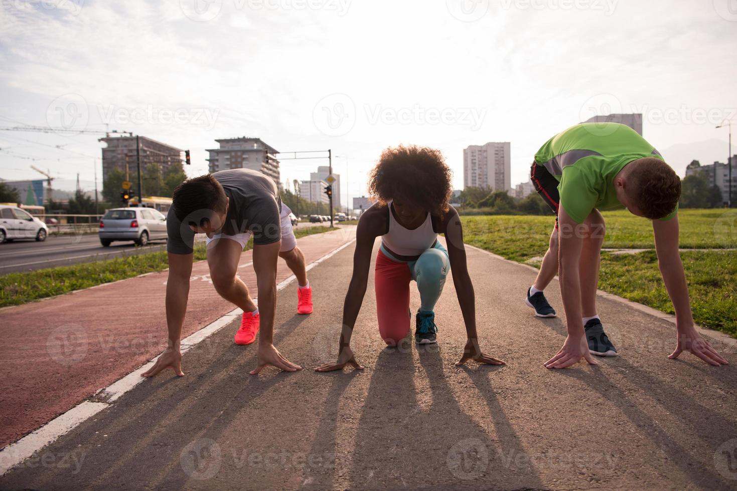 multiethnic group of people on the jogging photo