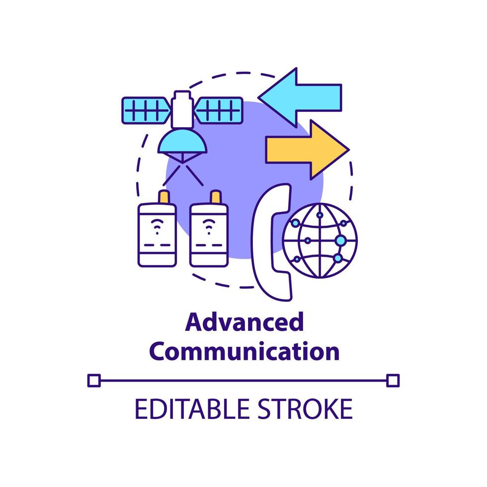 Advanced communication concept icon. Connection technology. Spacetech trend abstract idea thin line illustration. Isolated outline drawing. Editable stroke. vector