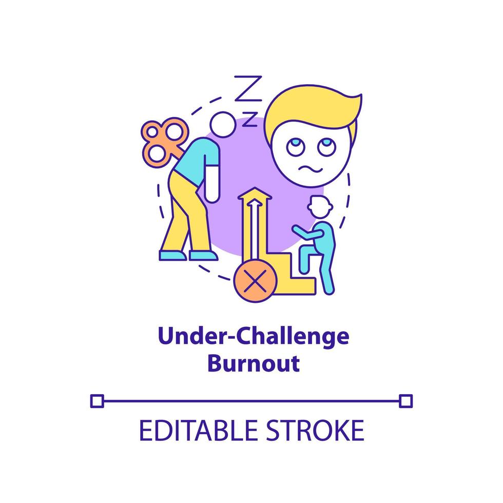 Under challenge burnout concept icon. Feel underappreciated. Type of burnout abstract idea thin line illustration. Isolated outline drawing. Editable stroke. vector