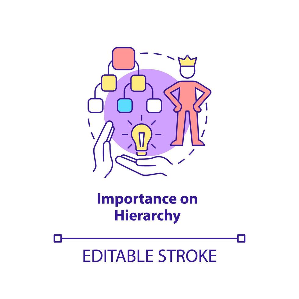 Importance on hierarchy concept icon. Values ranks and roles. Toxic leader trait abstract idea thin line illustration. Isolated outline drawing. Editable stroke. vector