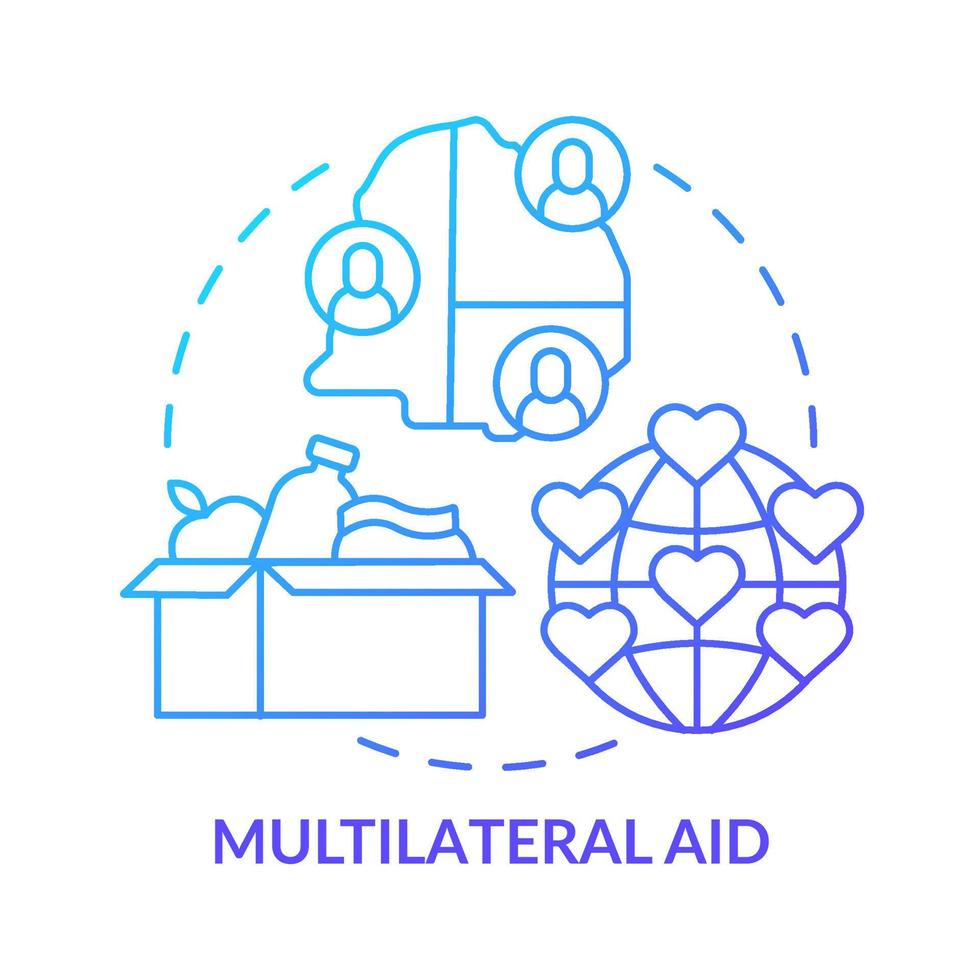 Multilateral aid blue gradient concept icon. Foreign aid abstract idea thin line illustration. Support from international organisations. Isolated outline drawing. vector