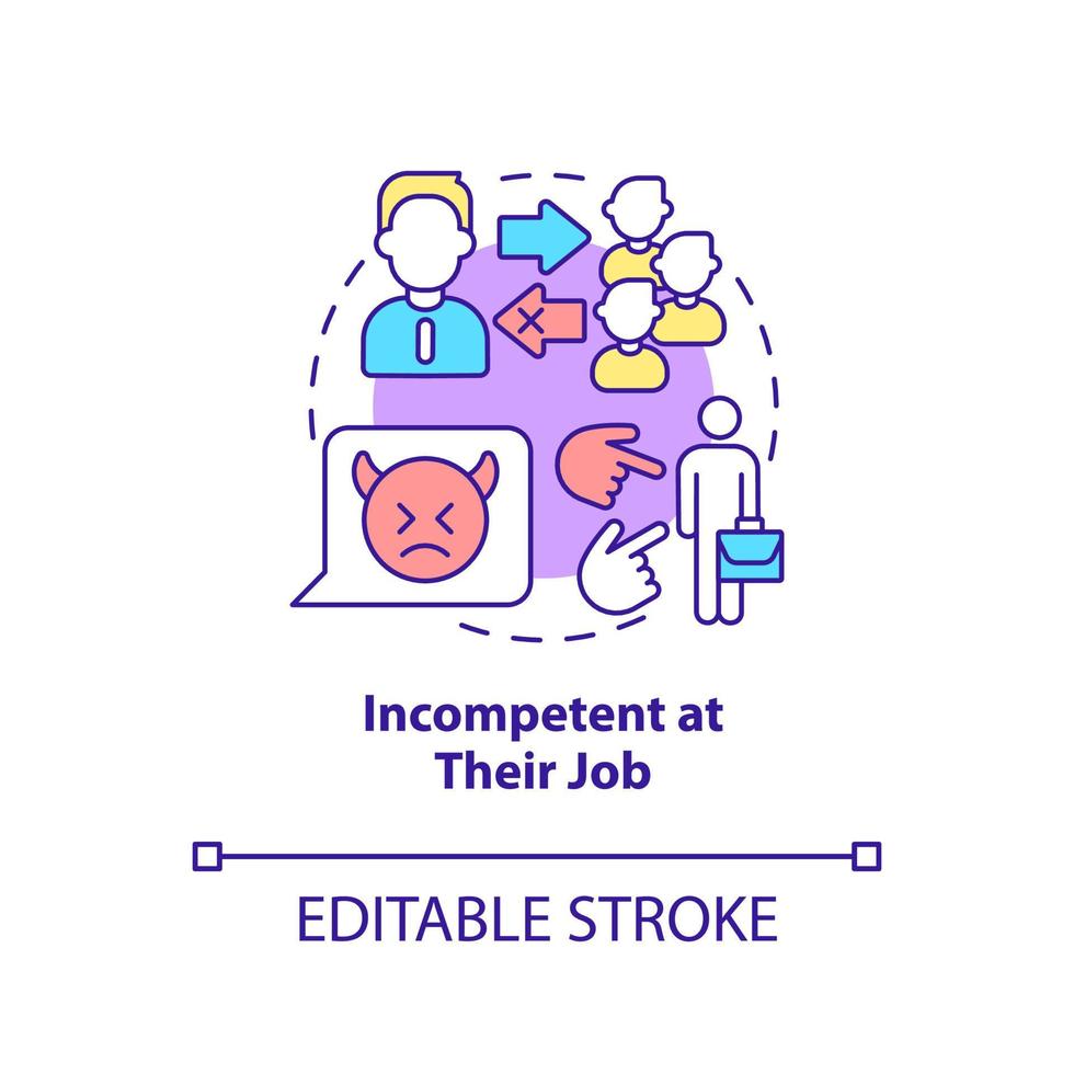 Incompetent at their job concept icon. Unqualified boss. Toxic leader trait abstract idea thin line illustration. Isolated outline drawing. Editable stroke. vector