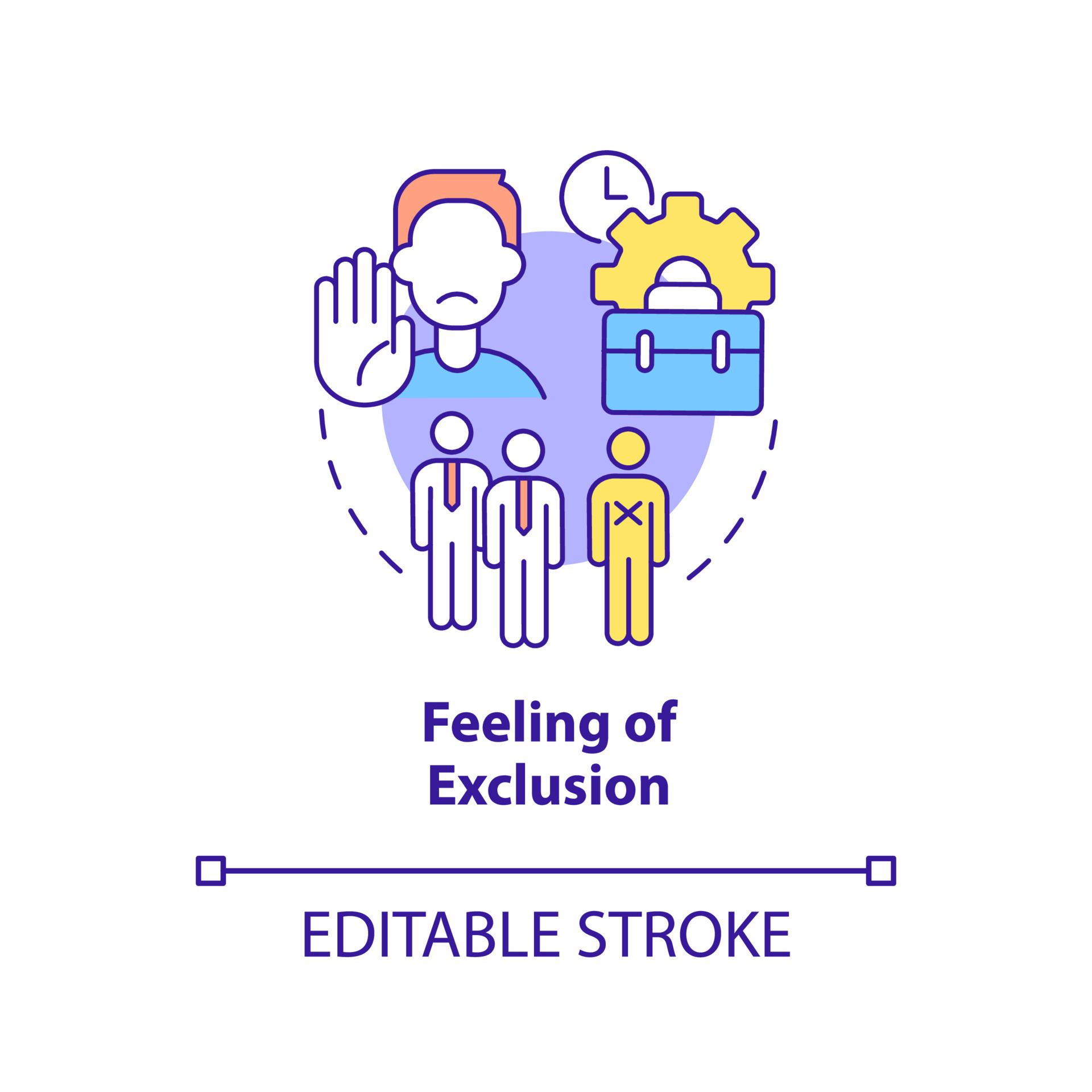 Feeling of exclusion concept icon. Social isolation. Sign of toxic ...