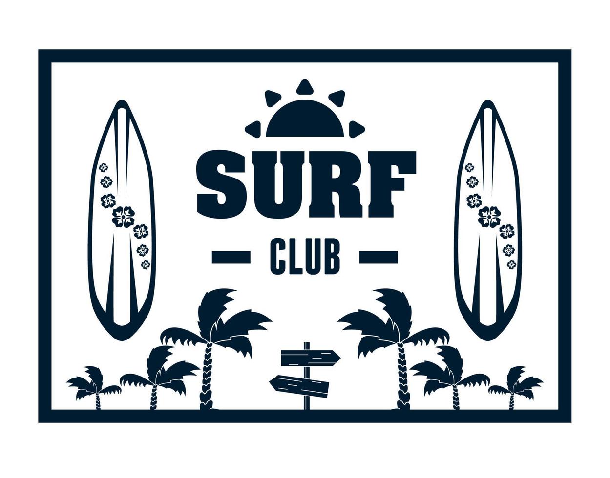 surf sport square frame vector