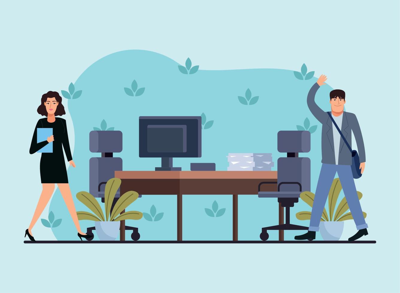 business couple in workplace vector