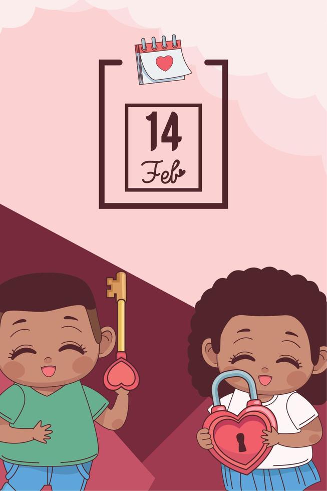 banner 14 de febrero amantes afro vector