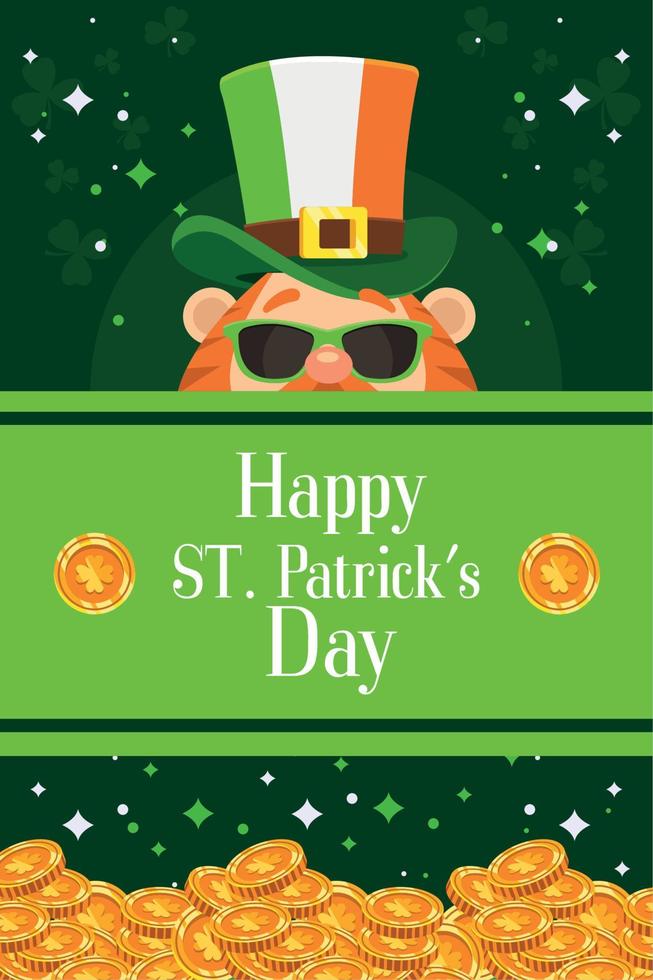 saint patricks leprechaun and coins vector