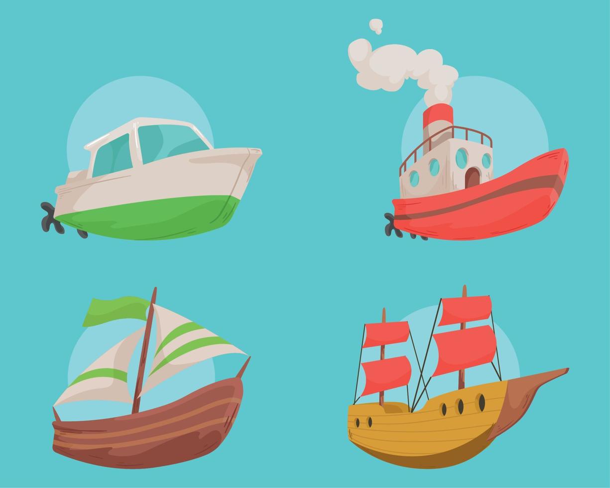 iconos de barcos y barcos vector