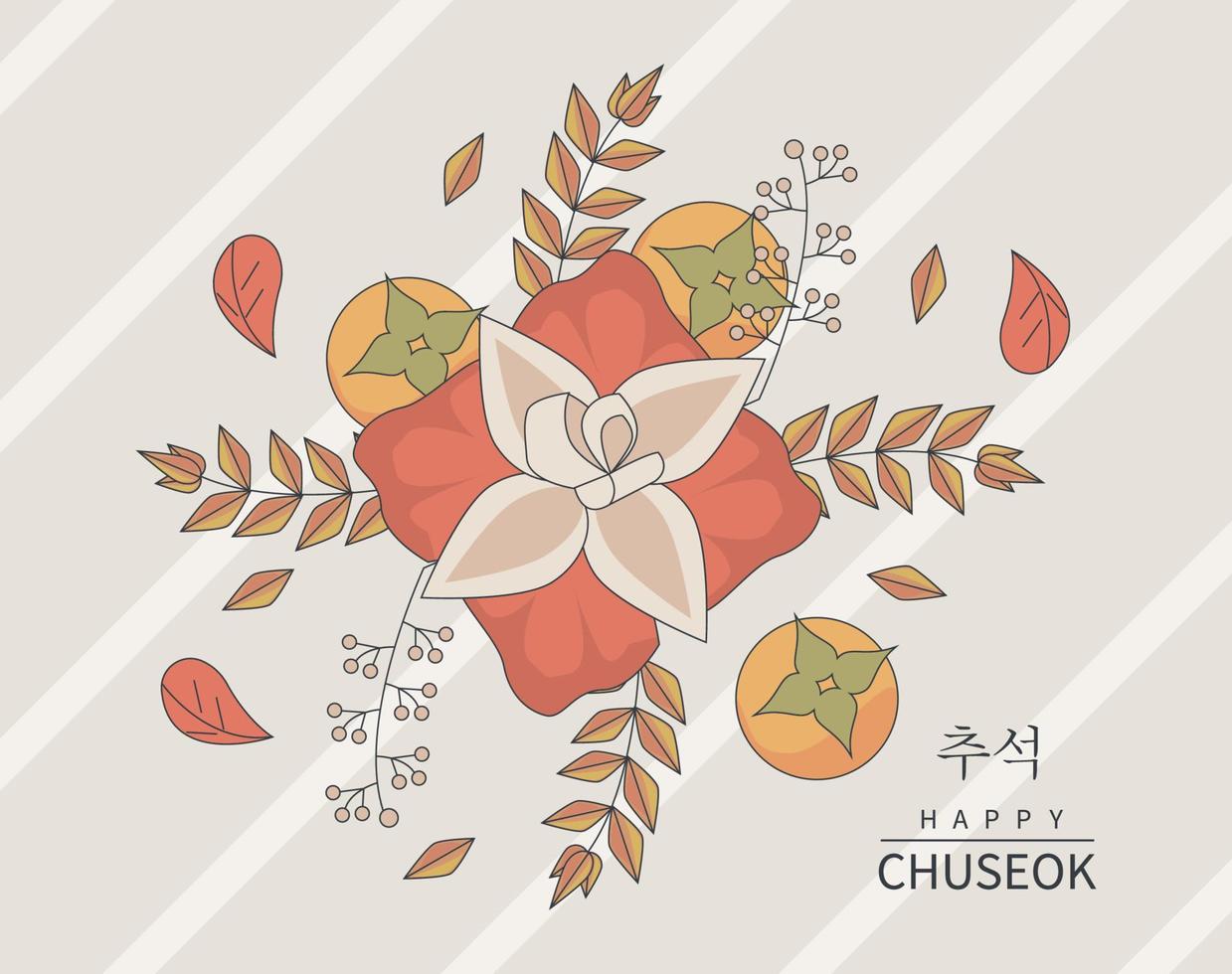 chuseok gift and fruits vector