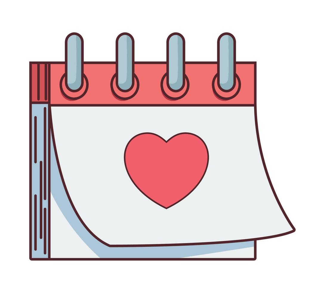 calendario con corazón de amor vector