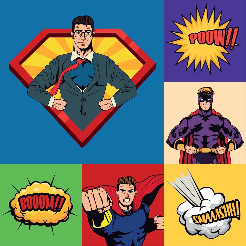 pop art style six icons vector