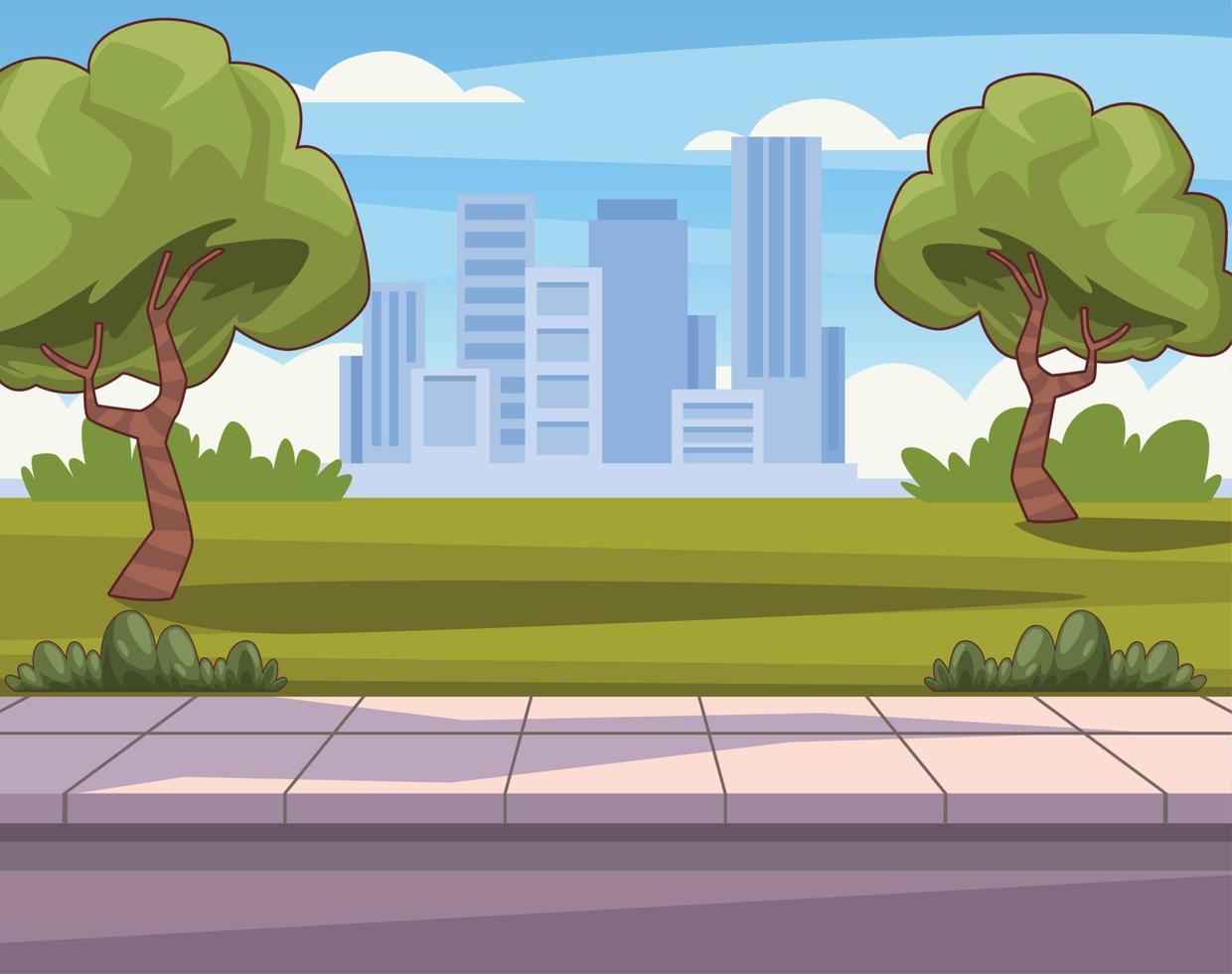 park with buildings vector