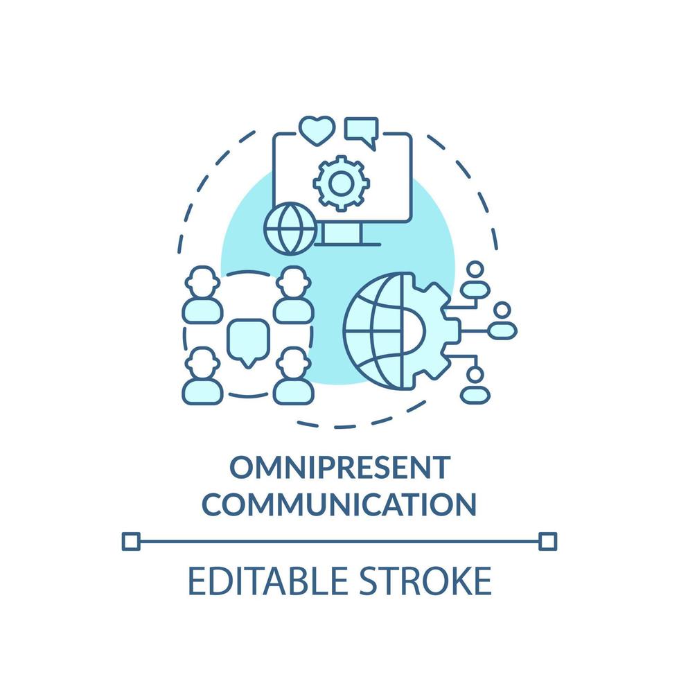 Omnipresent communication turquoise concept icon. Customer behavior trend abstract idea thin line illustration. Isolated outline drawing. Editable stroke. vector