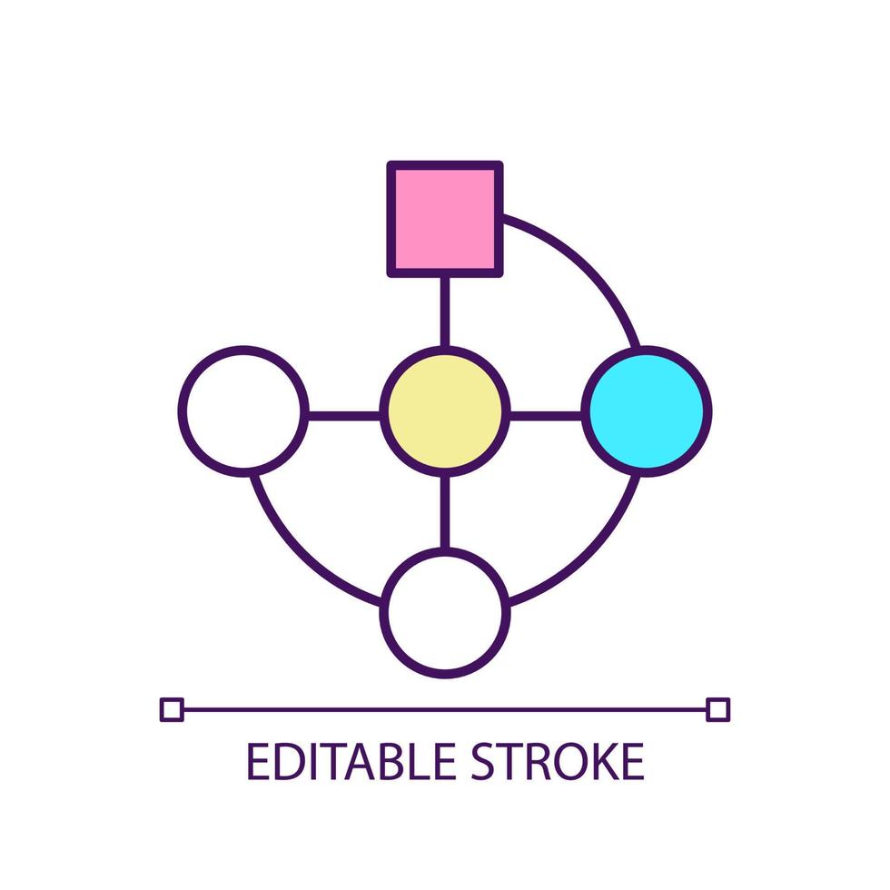 Plan scheme RGB color icon. Problem solving process. Chart and diagram. Instruction and sequence. Isolated vector illustration. Simple filled line drawing. Editable stroke.