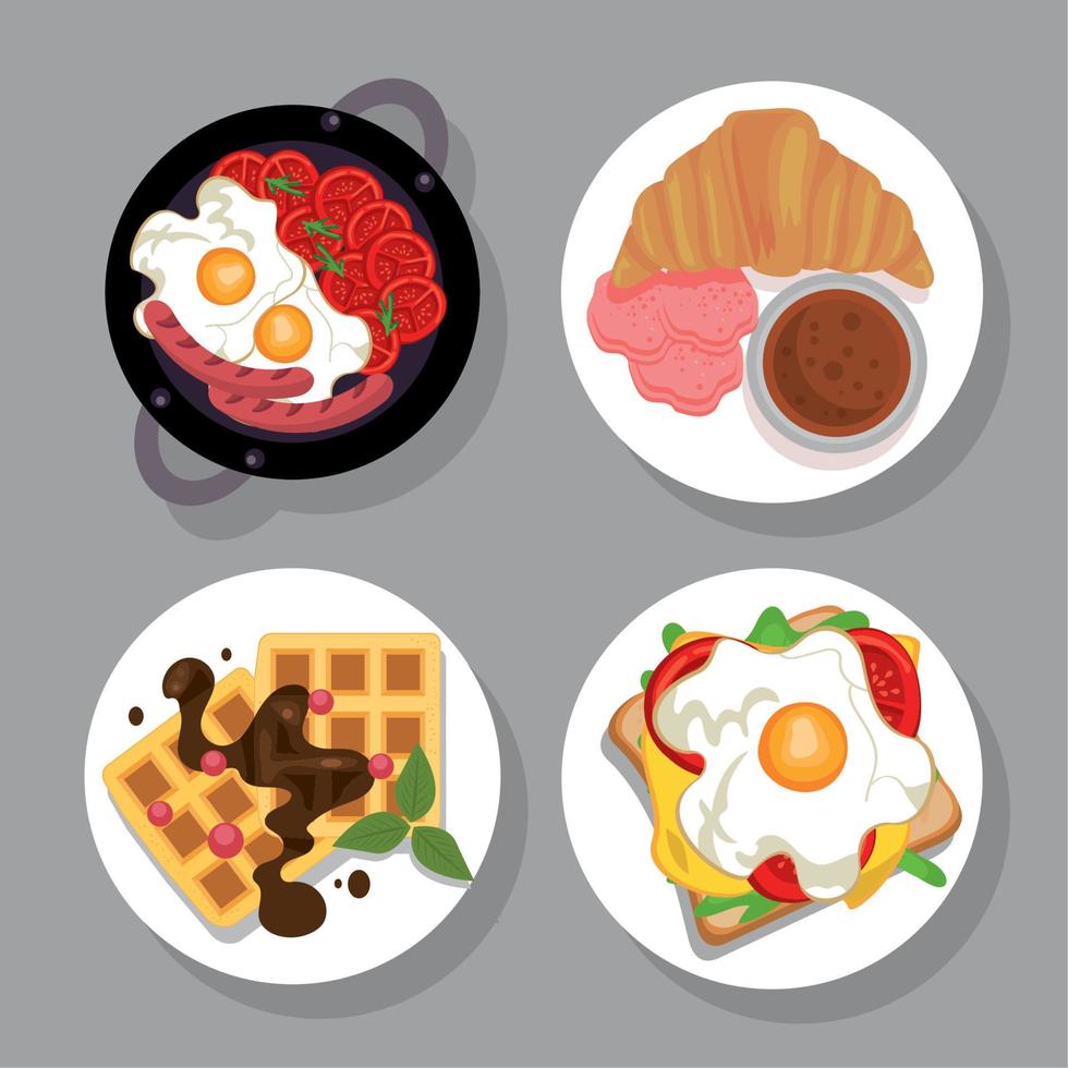 four delicious breakfasts menus vector