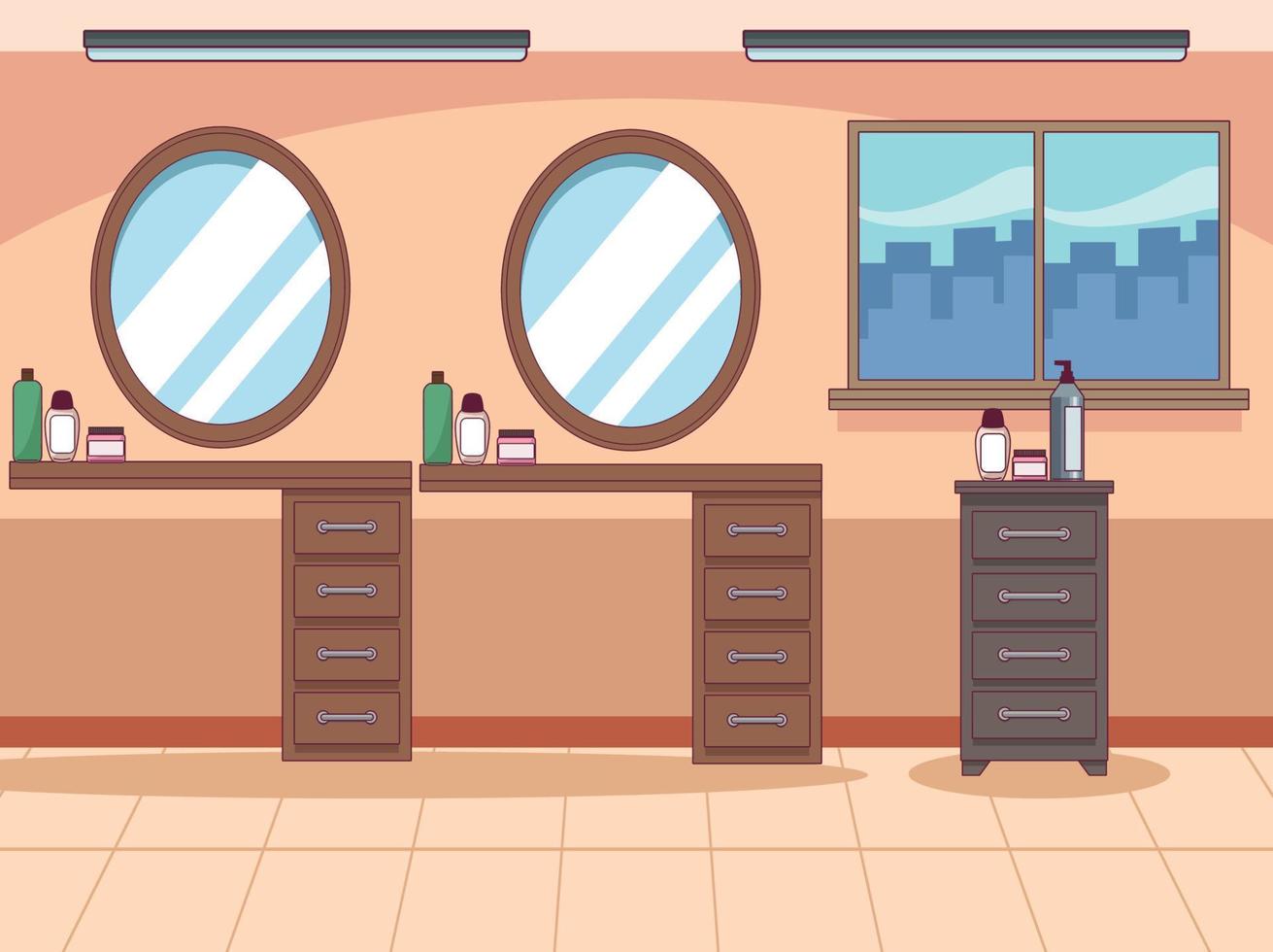 beauty salon with mirrors vector