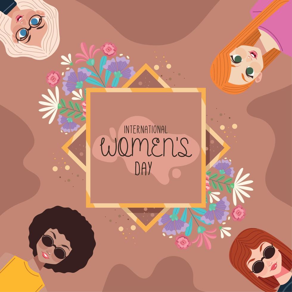 happy womens day frame vector