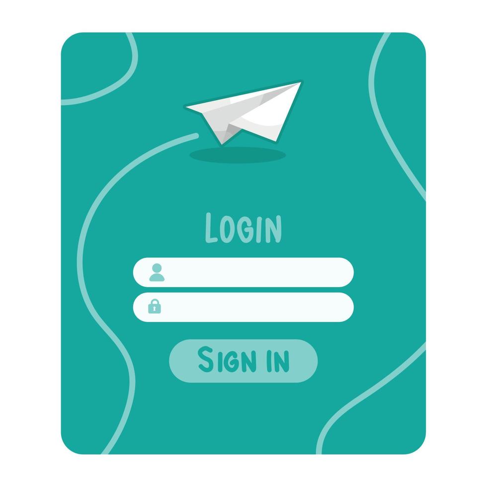 airplane paper login template vector