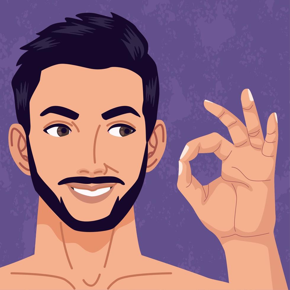 bearded naked man vector