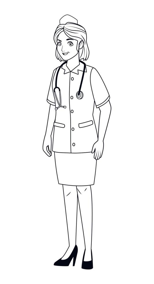 professional nurse coloring vector