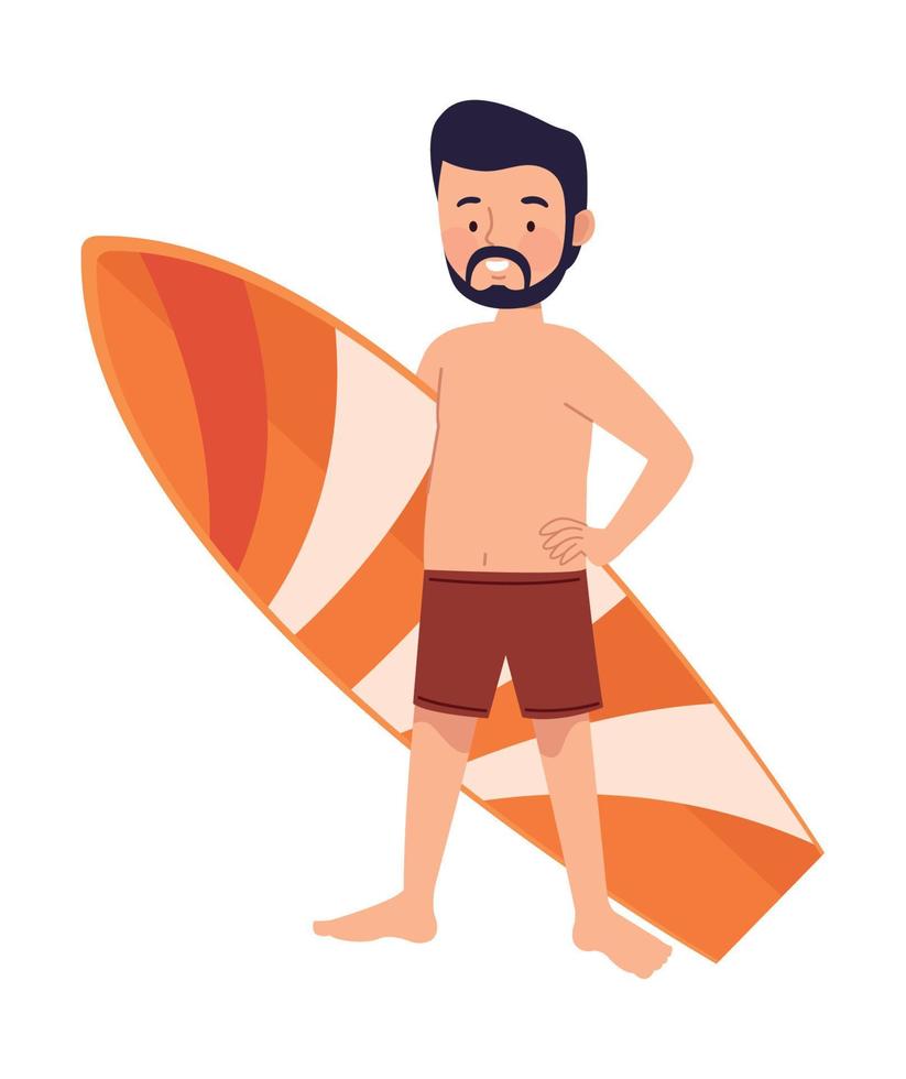 man with orange surfboard vector